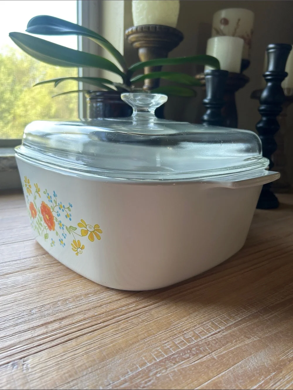 Large Vintage Corning Ware Wildflower Poppy Pattern A-5-B Casserole Dish 5 Quart